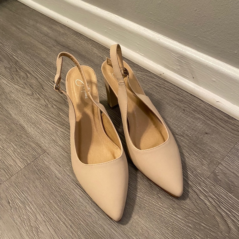 J. Adams Nude Slingback Heels